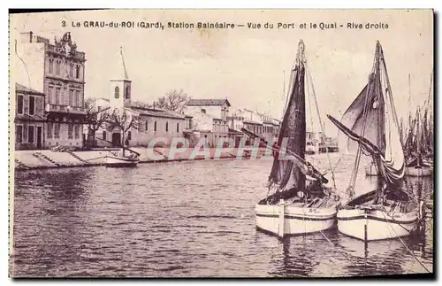 Cartes postales Bateau de Peche le Grau du Roi Vue du port et le quai Rive droite