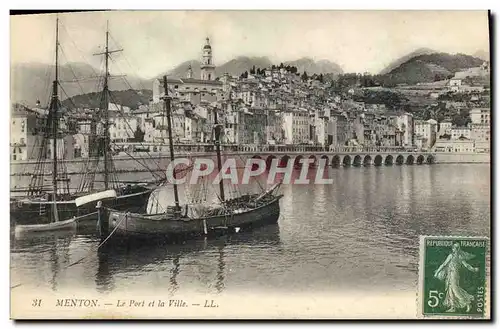 Ansichtskarte AK Bateau de Peche Menton Le port et la ville