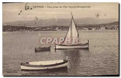 Ansichtskarte AK Bateau de Peche Cannes Vue prise de l&#39Ile Sainte Marguerite