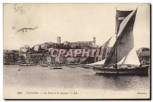 Cartes postales Bateau de Peche Cannes Le port et le Suquet