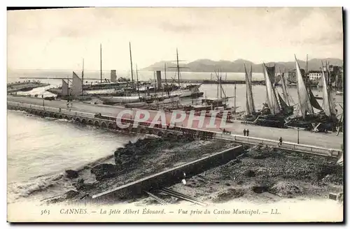 Ansichtskarte AK Bateau de Peche Cannes La jetee Albert Edouard Vue prise du casino municipal