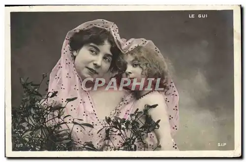 Cartes postales Fantaisie Femme Le gui