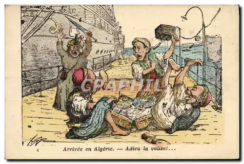 Cartes postales Fantaisie Illustrateur Afrique du Nord Arrivee an Algerie