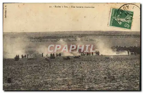 Cartes postales Fantaisie Militaria Ecoles a feu Une batterie dissimulee