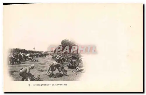 Cartes postales Fantaisie Militaria Embarquement de cavalerie