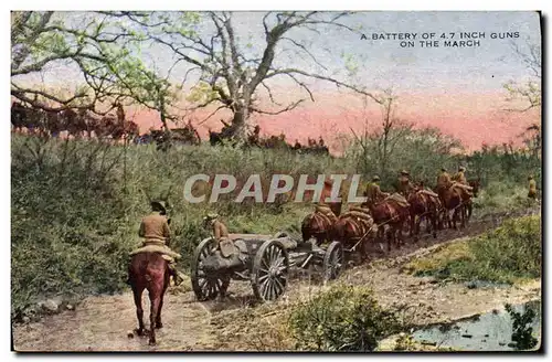 Cartes postales Fantaisie Militaria A battery of 4.7 inchs guns ont he march