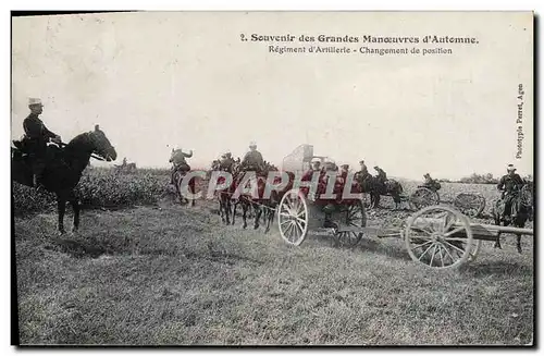 Cartes postales Fantaisie Militaria Grandes manoeuvres d&#39automne Regiment d&#39artillerie Changement de posit