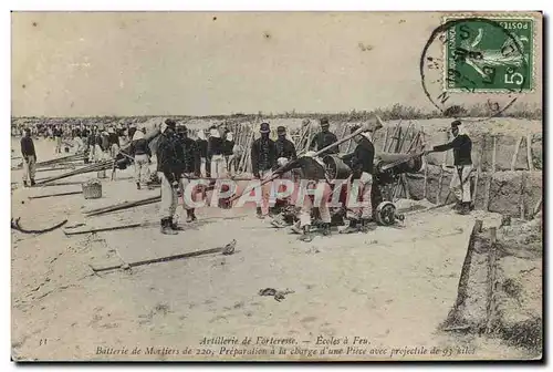 Cartes postales Fantaisie Militaria Artillerie de forteresse Ecoles a feu Batterie de mortiers de 220