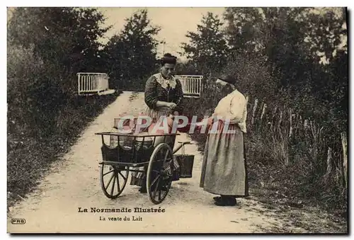 Cartes postales Folklore Normandie La vente du lait TOP