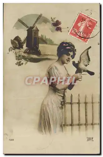 Cartes postales Moulin a vent Femme