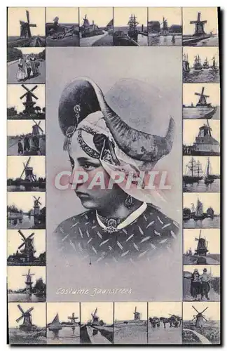 Cartes postales Moulin a vent Costume Zaanstreek Folklore