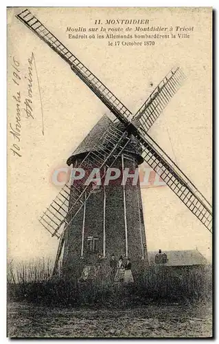 Cartes postales Moulin a vent Montdidier Moulin sur la route de Montdidier a Tricot