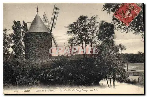 Cartes postales Moulin a vent Paris Bois de Boulogne Le moulin de Longchamps