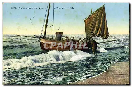 Cartes postales Bateau de Peche Promenade en mer Le depart
