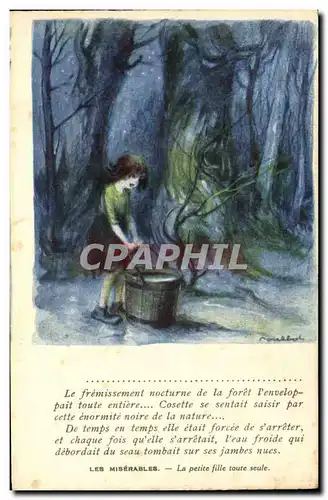 Cartes postales Fantaisie Illustrateur Poulbot Victor Hugo Les Miserables La petite fille toute seule