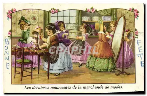 Cartes postales Fantaisie Illustrateur Les dernieres nouveautes de la marchande de modes