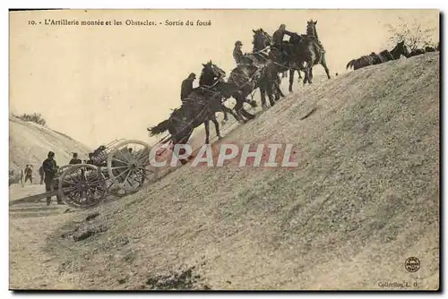 Cartes postales Fantaisie Militaria L&#39artillerie montee et les obstacles Sortie du fosse