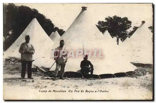 Cartes postales Fantaisie Militaria Camp de Massillan un peu de repos a l&#39ombre