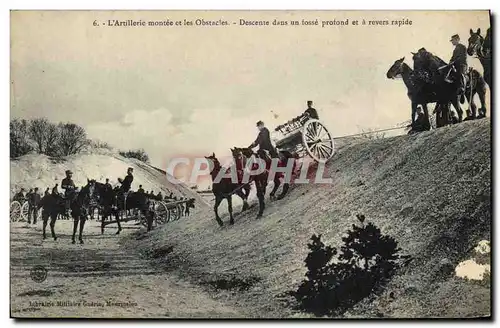 Cartes postales Fantaisie Militaria L&#39artillerie montee et les obstacles Descente dans un fosse profond et a