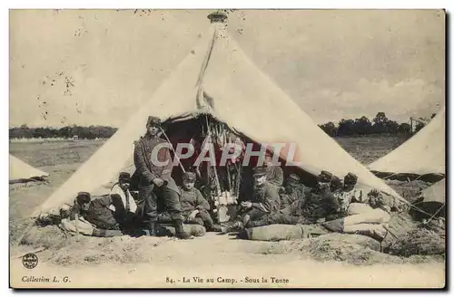 Cartes postales Fantaisie Militaria la vie au camp sous la tente