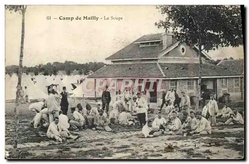 Cartes postales Fantaisie Militaria Camp de Mailly La soupe