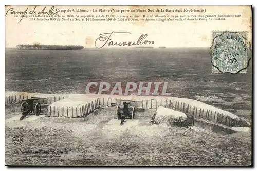 Ansichtskarte AK Fantaisie Militaria Camp de Chalons La plaine Vue prise du Phare Sud de la batterie d&#39experie