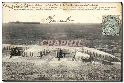 Cartes postales Fantaisie Militaria Camp de Chalons La plaine Vue prise du Phare Sud de la batterie d&#39experie