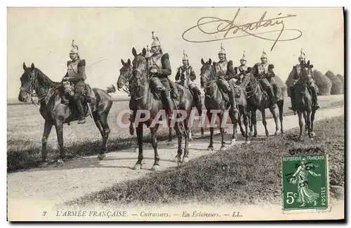 Cartes postales Fantaisie Militaria Cuirassiers En eclaireurs