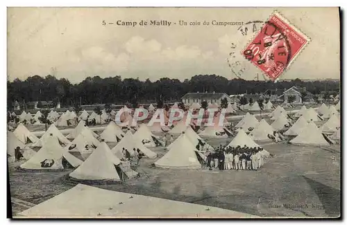 Cartes postales Fantaisie Militaria Camp de Mailly Un coin du campement