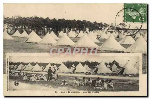 Cartes postales Fantaisie Militaria Camp de Chalons Vue des tentes