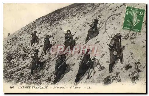 Cartes postales Fantaisie Militaria Infanterie A l&#39assaut