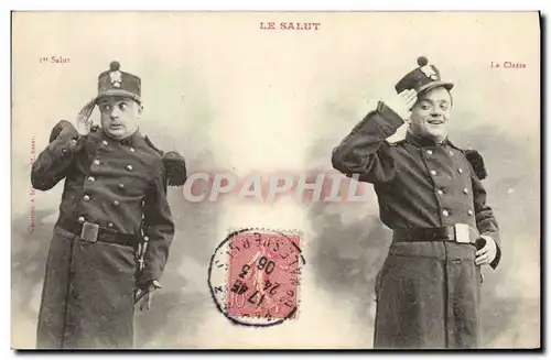 Cartes postales Fantaisie Militaria Le salut
