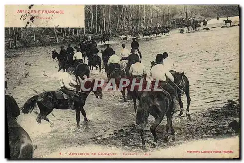 Cartes postales Fantaisie Militaria Artillerie de campagne Passage a gue Chevaux