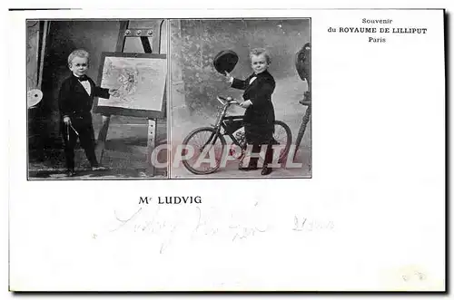 Cartes postales Nain Nains Royaume de Lilliput Paris Mr Ludwig Velo Cycle