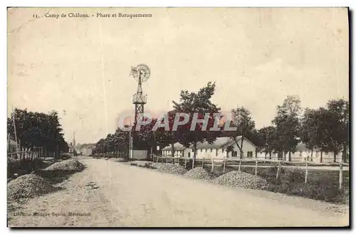 Cartes postales Camp de Chalons Phare et baraquements