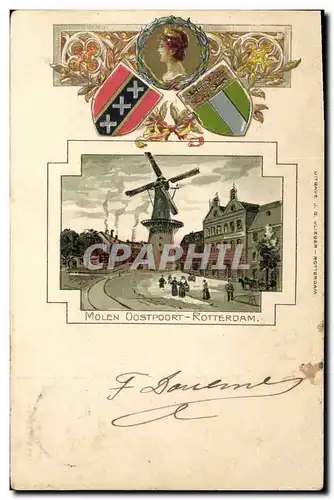 Cartes postales Moulin a vent Molen Oostpoort Rotterdam
