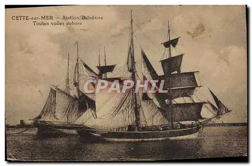 Cartes postales Bateau Peche Cette sur Mer Toutes voiles dehors