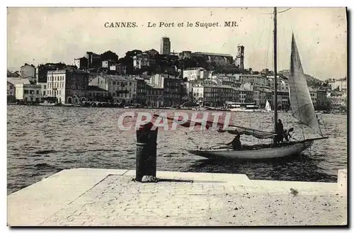 Cartes postales Bateau Peche Cannes Le port et le Suquet