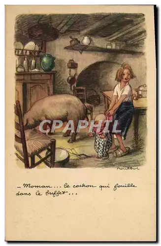 Ansichtskarte AK Fantaisie Illustrateur Poulbot Cochon Porc