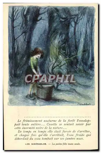 Cartes postales Fantaisie Illustrateur Poulbot Victor Hugo Les miserables GLa petite fille toute seule