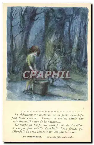 Cartes postales Fantaisie Illustrateur Poulbot Victor Hugo Les miserables La petite fille toute seule