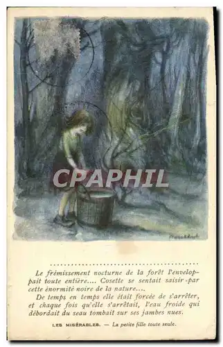 Cartes postales Fantaisie Illustrateur Poulbot Victor Hugo Les miserables La petite fille toute seule