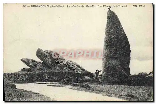 Ansichtskarte AK Menhir Dolmen Brignogan Le menhir de Men Raz ou Pierre du Miracle