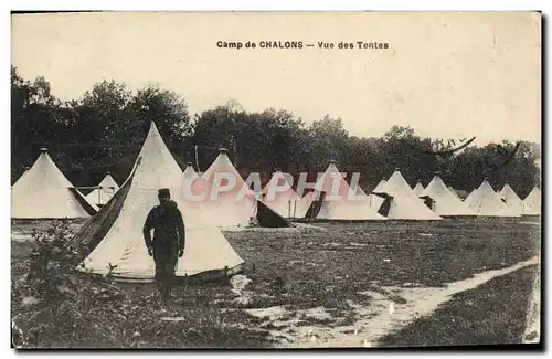 Cartes postales Militaria Camp de Chalons Vue des tentes