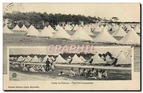 Cartes postales Militaria Camp de Chalons Vue d&#39un campement