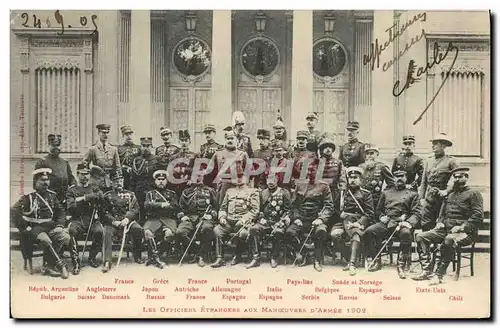 Cartes postales Militaria Les officiers etrangers aux Manoeuvres d&#39armee 1902