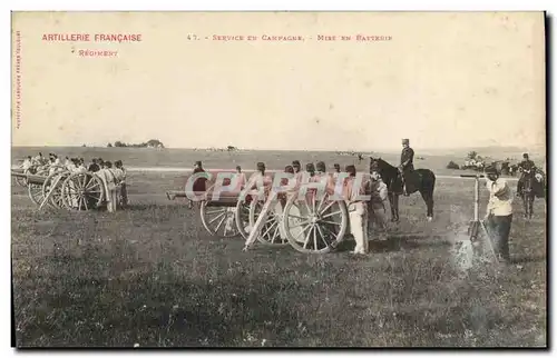 Cartes postales Militaria Service en campagne Mise en batterie