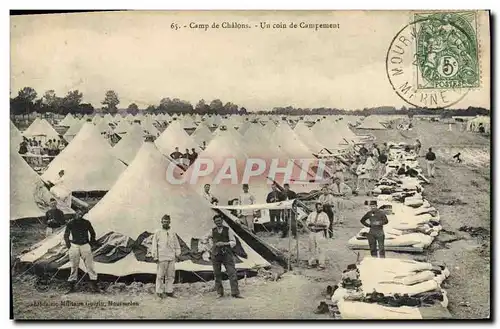 Ansichtskarte AK Militaria Camp de Chalons Un coin du campement