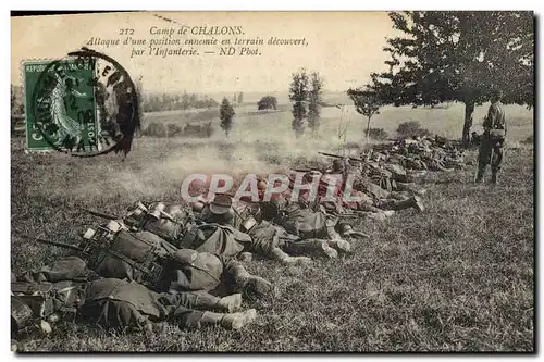 Ansichtskarte AK Militaria Camp de Chalons Attaque d&#39une position en terrain decouvert par l&#39infanterie