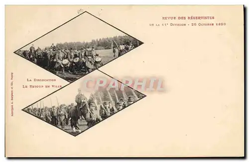 Cartes postales Militaria Revue des Reservistes de la 11eme division 1899